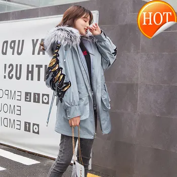 Kaufen Rex Kaninchen Echtpelz Liner Parka Dicke Warme Pelz Mantel Weibliche Winter WaschbÀr Fell Kapuze Jacke Frauen Koreanische Lammfell Jacken 19336