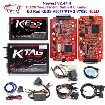 

2019 New Arrival KESSV2 KESS V2 V2.47 V5.017 EU Red KTAG V7.020 4 LED Online Master Version ECU Programmer tool No Token Limited