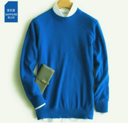 blue o-neck Кашемировый хлопковый смешанный Толстый Пуловер и свитер для мужчин осень зима трикотажный джемпер hombre pull homme hiver вязаный свитер - Цвет: blue o-neck