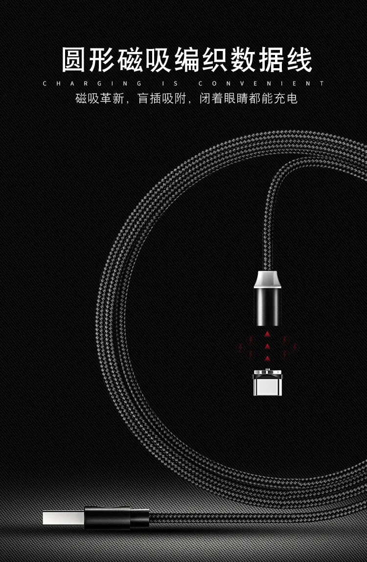 Bozhu светодиодный магнитный usb-кабель для iPhone Micro USB кабель USB type C магнитное зарядное устройство нейлоновый кабель для samsung Xiaomi huawei