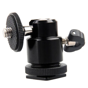 

Aluminium Alloy Mini Ball Head 1/4" Mount with Flash Shoe for DSLR SLR DC Camera Mini DV Monitor etc