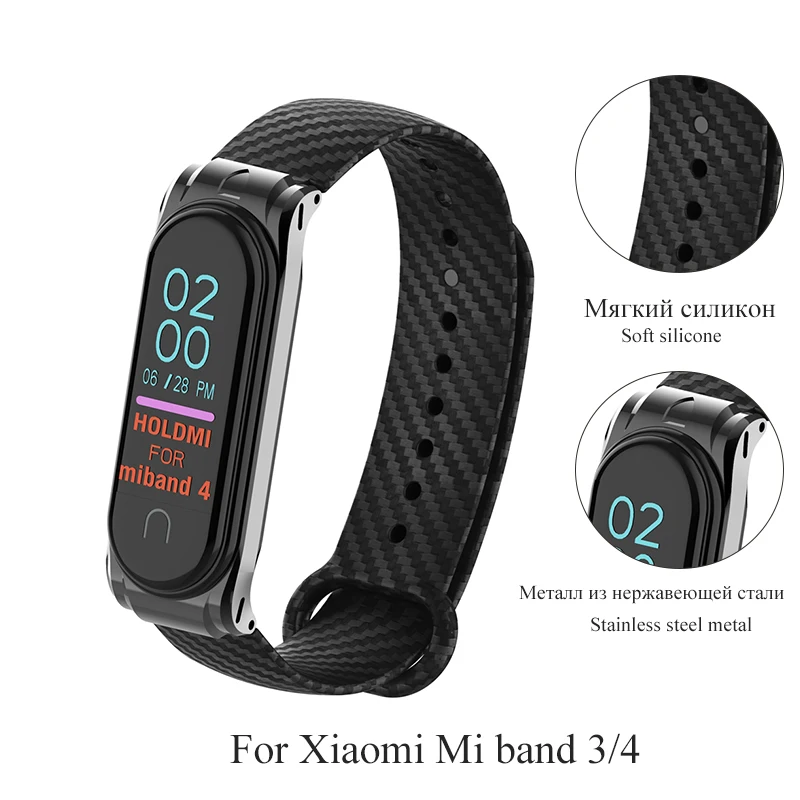 Hangrui ремешок из углеродного волокна для mi band 4 аксессуары для смарт-браслета Замена спортивных часов для xiaomi mi band 3 для женщин и мужчин