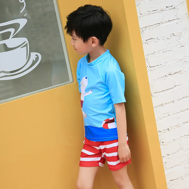 

KID'S Swimwear BOY'S Swimming Trunks Set Boy Split Type Big Boy Cartoon Tour Bathing Suit Baby Short Sleeve Sun-resistant