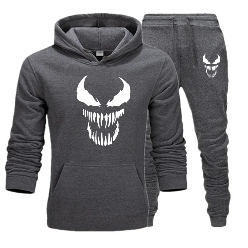 

New Venom Cool Comic Originality tracksuit men Two Piece Hoodies+Pants Sweatpants Winter thermal Sweatshirts Suit Male Clothing