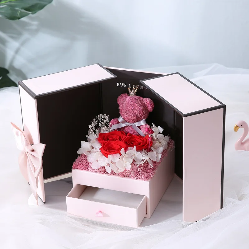 Wrapping Gift Case Gift Box Foldable Flower Box Living Room Wedding Portable Beautiful jewelry box With the bag