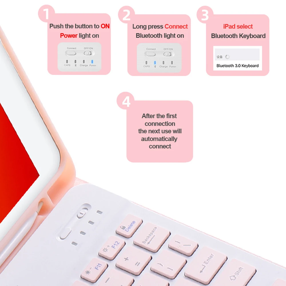 Чехол с Bluetooth клавиатурой для iPad Pro 11 2020 / 7 10 2 дюйма/Air 3 5 Обложка телефона 2018 2019 6 го