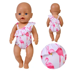 Vêtements d'été pour poupée de bébé de 43 cm, vêtements de natation, jouets de 18 pouces pour filles, Flamingo, Bikini de poupée américaine 
