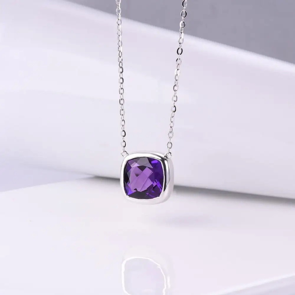 LP 3.57Ct натуральный Uruguay аметистый кулон ожерелье для женщин 10 мм драгоценный камень ювелирные украшения Pure14K Белое золото для лучшего друга