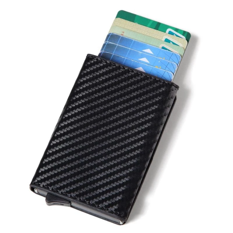 Держатель для кредитных карт Новая алюминиевая открытка-коробка кошелек RFID PU кожаная открытка-раскладушка чехол Магнит карбоновый Кошелек для монет
