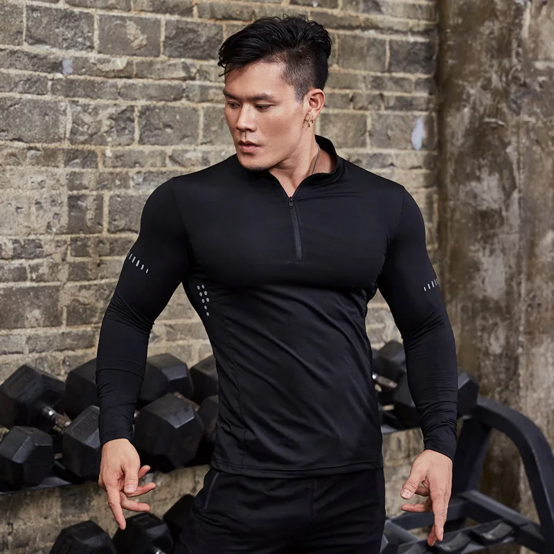 Sport t shirt running t shirt running t shirts fitness clothes compression t shirt men t shirts Men Tight Sport T-Shirt Long Sleeve Gym Running Clothing Fitness Compression Sportswear Zip Pullover Hiking Rashgard Sweatshirt