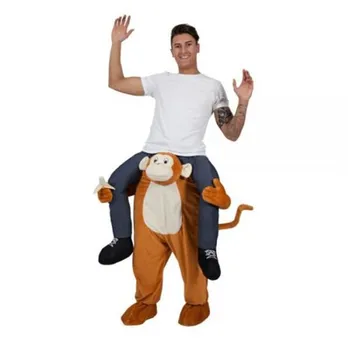 

Woman Men Party Monkey Ride on Me Magic Pants Walking Mascot Christmas Halloween Cosplay Costume Animals Carry Back Fake Legs