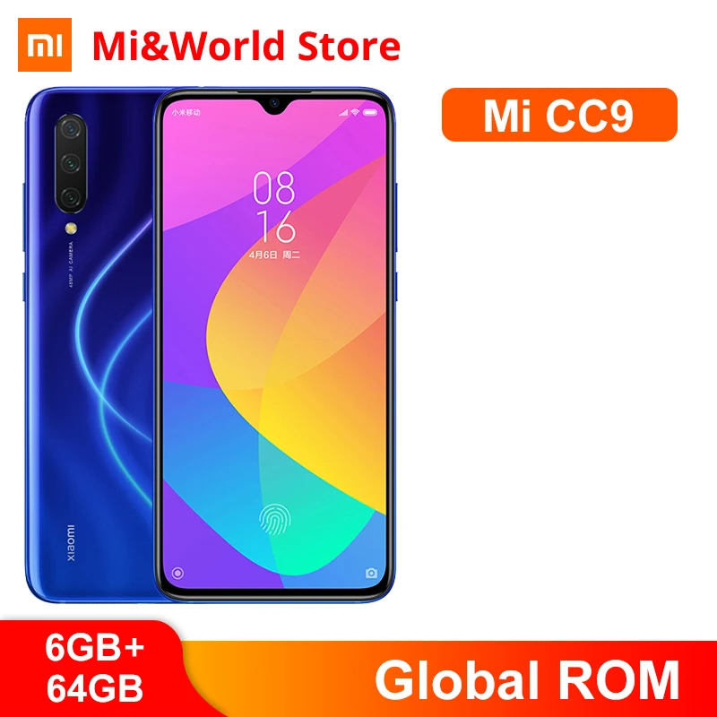 Мобильный телефон с глобальной ПЗУ Xiaomi Mi CC9 CC 9 6 ГБ 64 Snapdragon 710 48MP AI тройной камерой