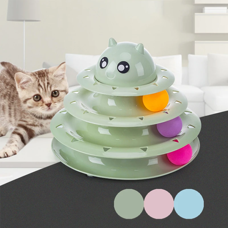 3 Layer Cat Tower Toy Funny Kitten Turntable Toy With Balls Interactive