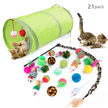 

21Pcs Cat Teaser Channel Variety Pack Cats Funny Mouse Catnip Sisal Balls Gift Feather Toy Set For Small Cat Kitten Pet Supplies