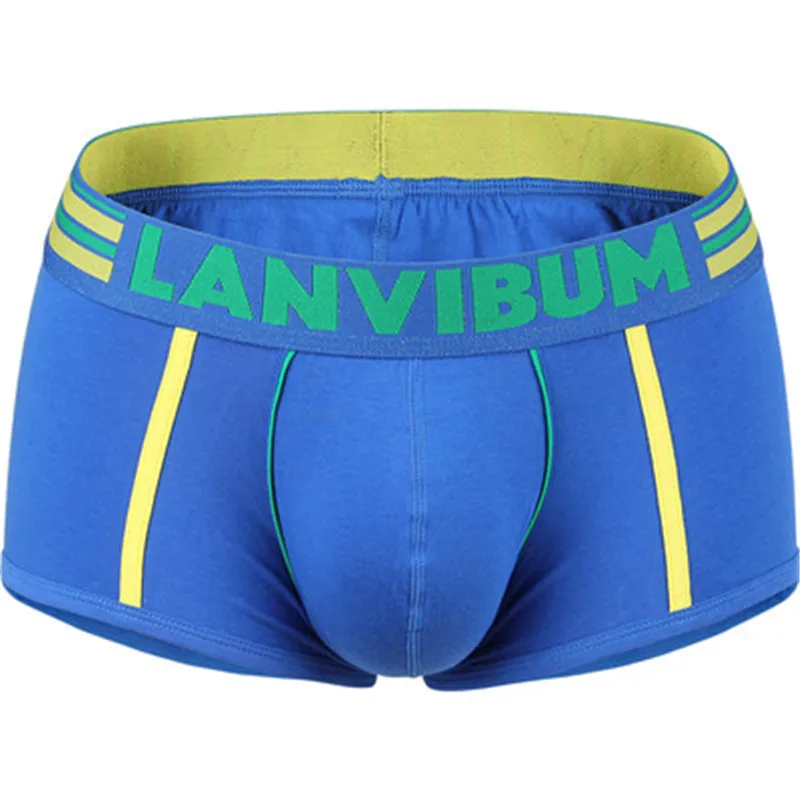 Light Blue LANVIBUM бренд мужской одежды модные, пикантные трусы мужские Ropa Interior Hombre Cueca Masculina Мужчины мужское нижнее белье, боксеры LA614 - Цвет: Light Blue
