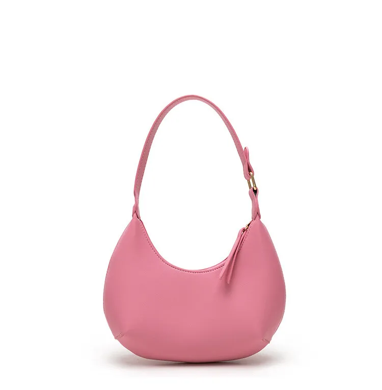 FIRMRANCH Woman's Stylish Solid Color Half Moon Design Sweet Macaron High Quality Daily Date Casual Shoulder Orange Armpit Bag