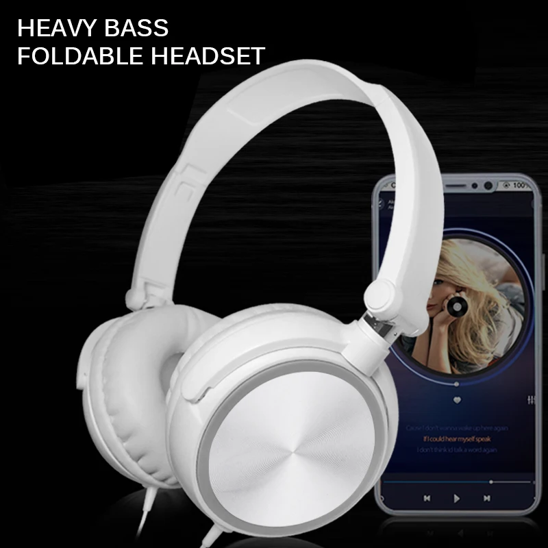 

New HD Sound Wired Headphones Over Ear Headsets Bass HiFi Sound Music Stereo Earphone Flexible Adjustable Headset