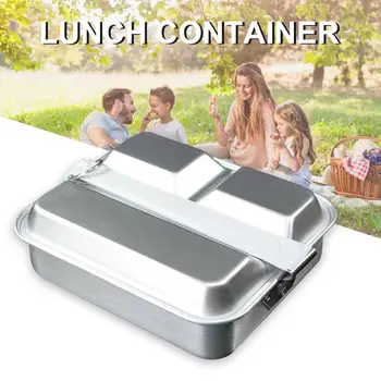 

Food Storage Container Square Aluminum Lunch Case Bento Box for Picnic Students School Meal