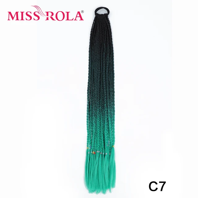 Synthetic Chignon Hair 60cm Hair Color Gradient Dirty Braided Ponytail Women Elastic Hair Rubber Band Hair Accessories Headband C7