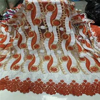 

High Quality African Lace Fabric With stones 2020 African Embroidery Guipure Lace fabric for Nigerian Net lace women Dress 5yard