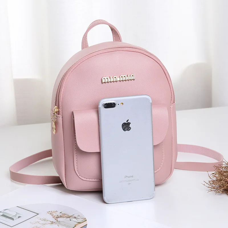 

2019 Autumn New Korean-style Bag Women's Bag Solid Color Backpack Lettered Large-Volume Phone Coin Purse