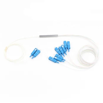 

10PCS 2x8 PLC Splitter Fiber Branching Device 2x8 Blockless PLC Splitters with SC/ UPC Connector Optic Splitter