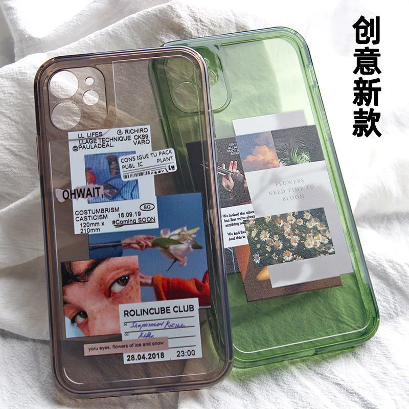 Europe America Splicing Emerald Soft silicone Phone Case For iPhone 7 8 Plus 12 mini 11 Pro X XS Max XR Transparent Cover Coque | Мобильные