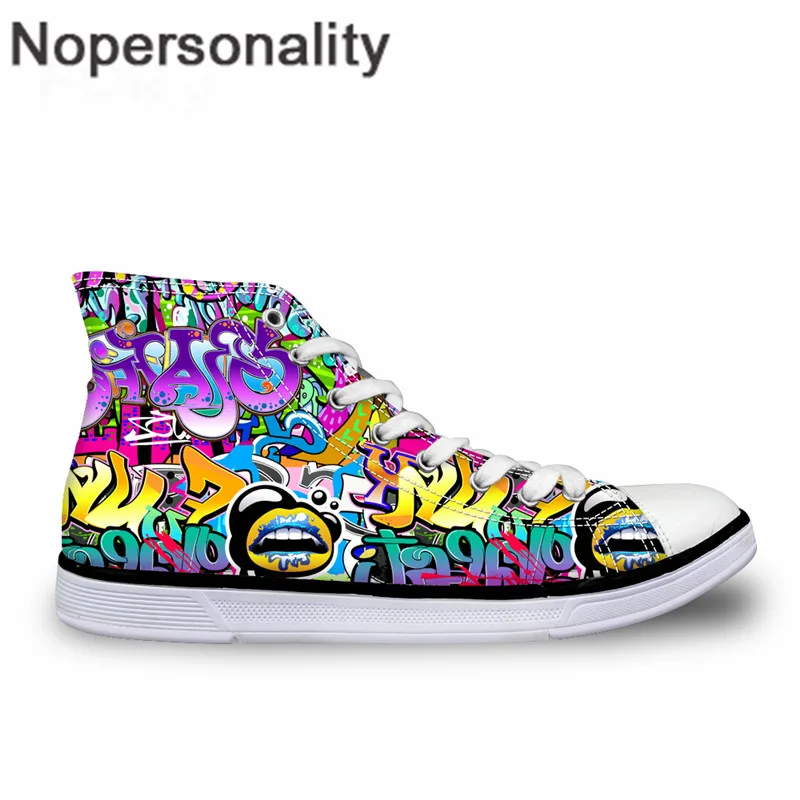 Nopersonality Cool Street Shoes Men Multicolor Graffiti Prints Canvas Slip-on Boys Fashion Footwear Walking Male Flats Sneakers - Цвет: C4376AK