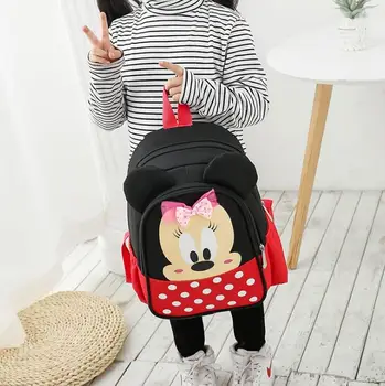 

Disney Mickey Minnie Mouse Bag Nylon Backpack Girls School Bag High Quality Satchel Book Bag School Backpack For Children's