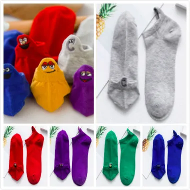 Женские носки, 5 пар, женские хлопковые носки с вышивкой Kawaii, короткие носки, женские носки-башмачки, женские повседневные носки - Цвет: 23
