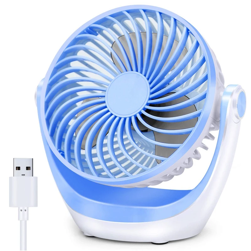 HTHL-Usb Настольный вентилятор маленький настольный вентилятор с сильным воздушным потоком Ультра тихий портативный вентилятор с регулируемой скоростью вращения головки на 360 ° Мини Персональный