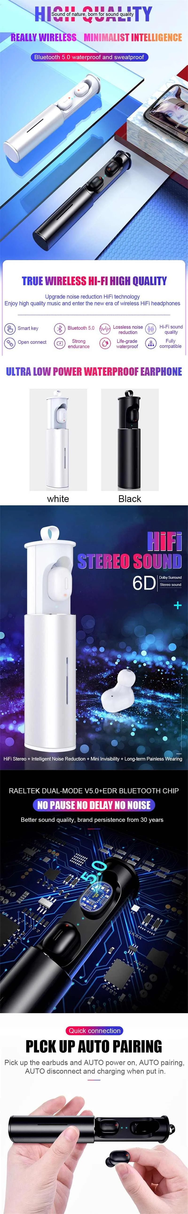T1 Tws Беспроводные Bluetooth 5,0 гарнитуры TWS 3D стерео наушники водонепроницаемые с микрофоном HiFi глубокий бас звук двойная гарнитура