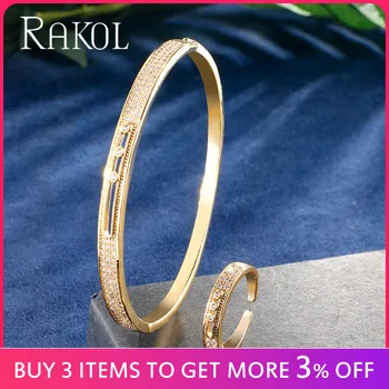 

RAKOL Exquisite High Quality Cubic Zirconia Ring Bracelet Set For Women Wedding Dinner Party Birthday Gift Jewelry RE1013K