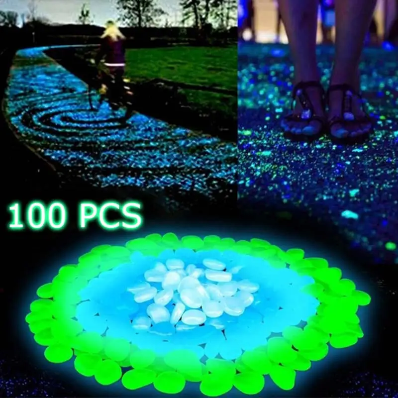 

100 pcs Luminous stone luminous cobblestone aquarium garden walkway decoration easy to use instantaneous light absorption