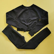 Vital бесшовный комплект из 2 предметов для йоги, тренировочная одежда для женщин, одежда для фитнеса и спортзала, комплект для спортзала с длинным рукавом, укороченный топ для спортзала