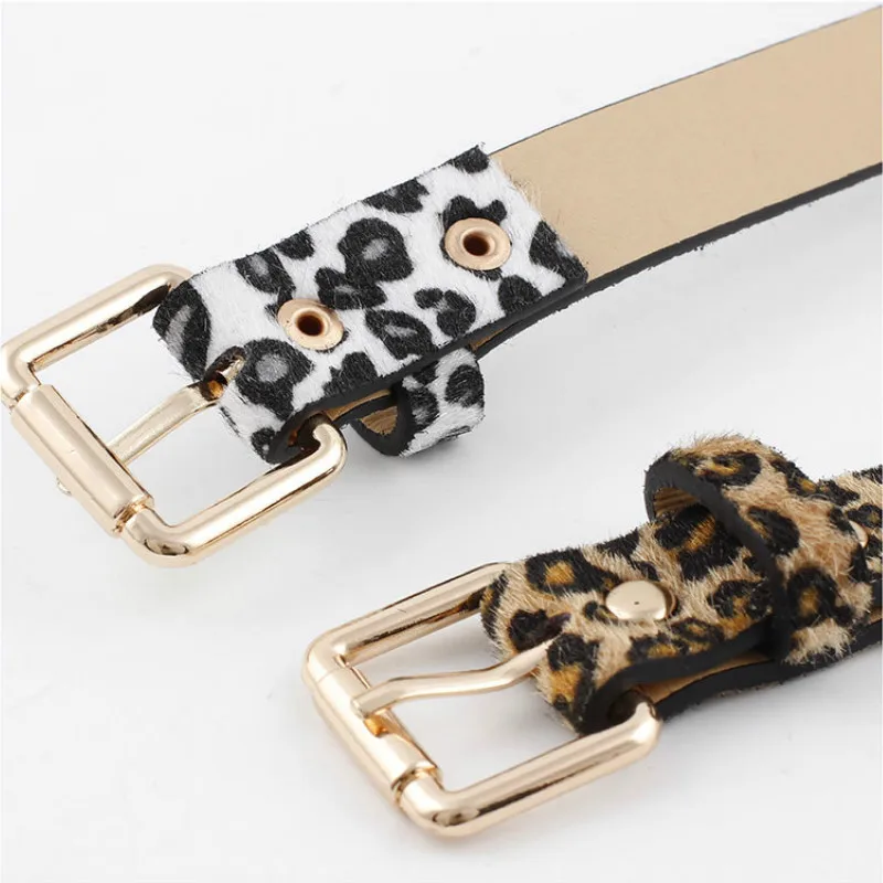 Сексуальный женский пояс из конского волоса с леопардовым узором розовая золотая металлическая пряжка популярный женский ремень pu cinturon mujer