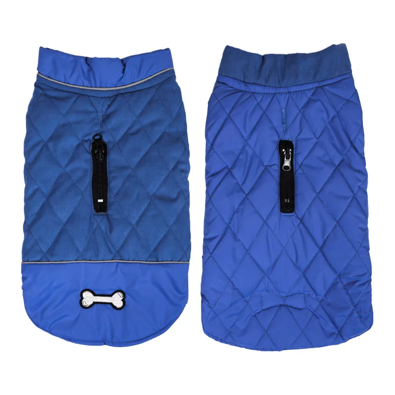 Одежда для собак, зимнее водонепроницаемое пальто для собак, для маленьких и больших собак, светоотражающая куртка для собак, гибкий нагрудный жилет для собак - Цвет: Blue