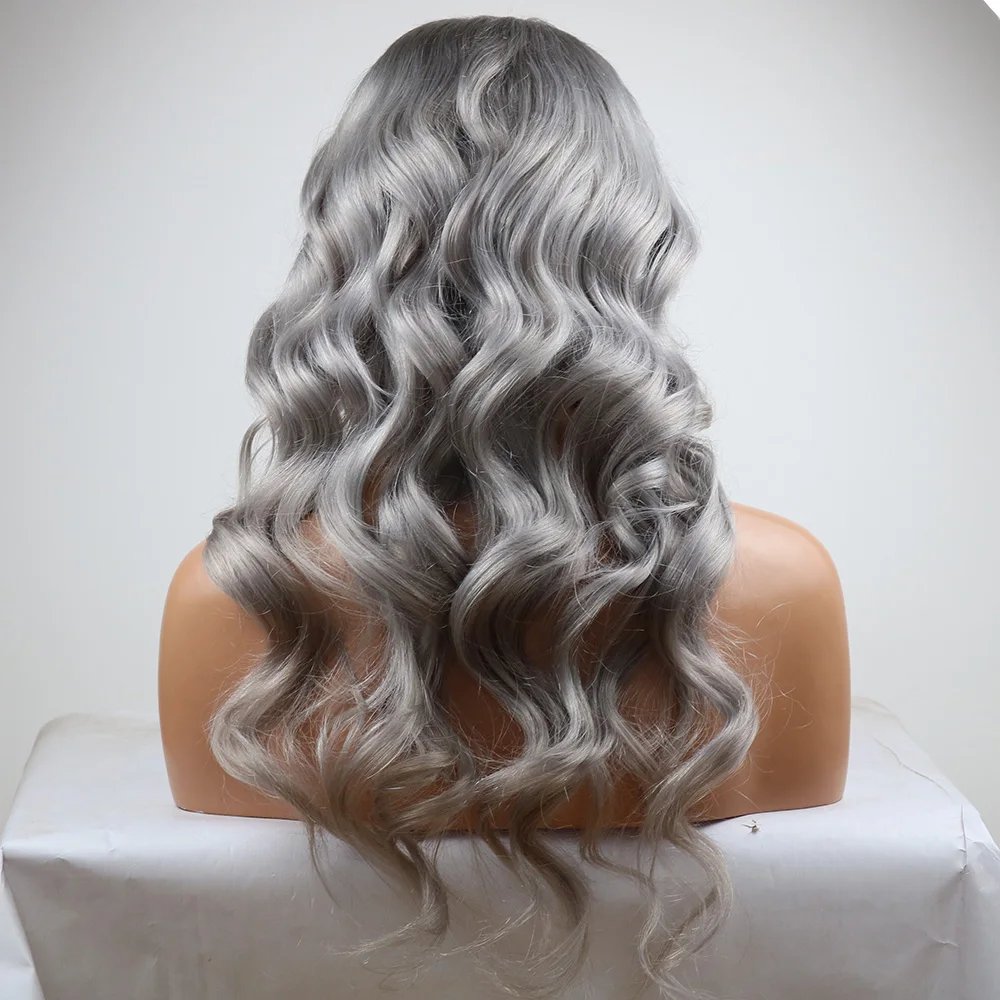 Gray Human Hair Body Wave 13X6 Lace Front Wig for Women Transparent 150% Density Brazilian Remy Hair Pre Plucked Middle Ratio