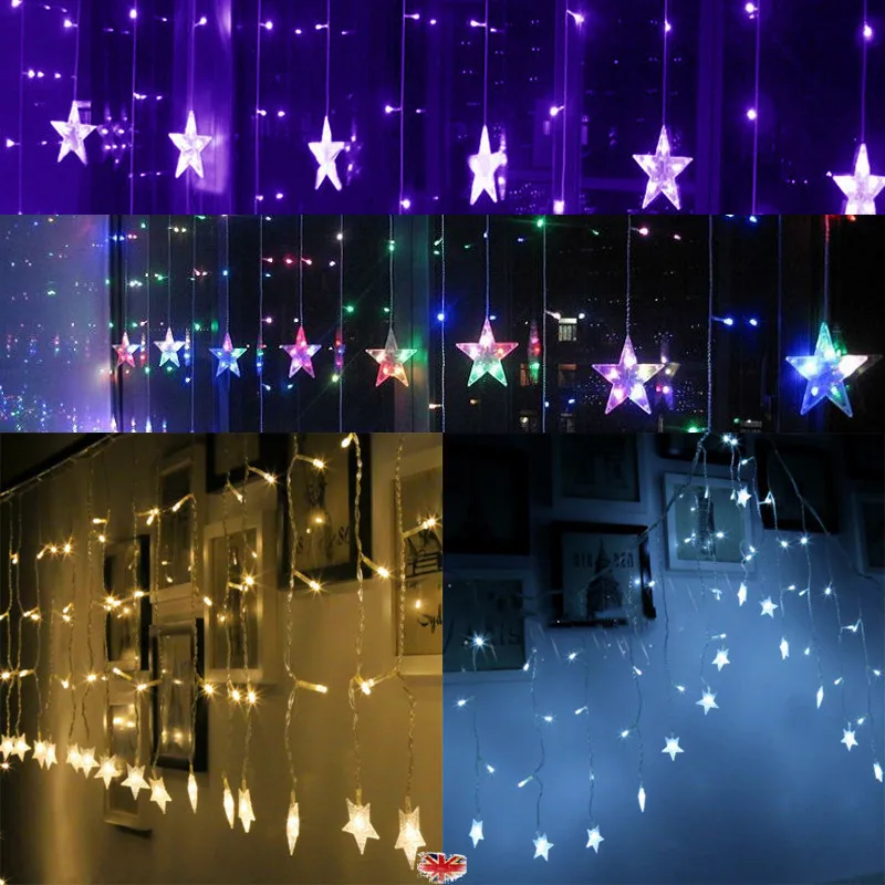 

LED Five-Pointed Star Curtain Light for Christmas Wedding Decor 220V Lighting String Multi 3.5M 100SMD