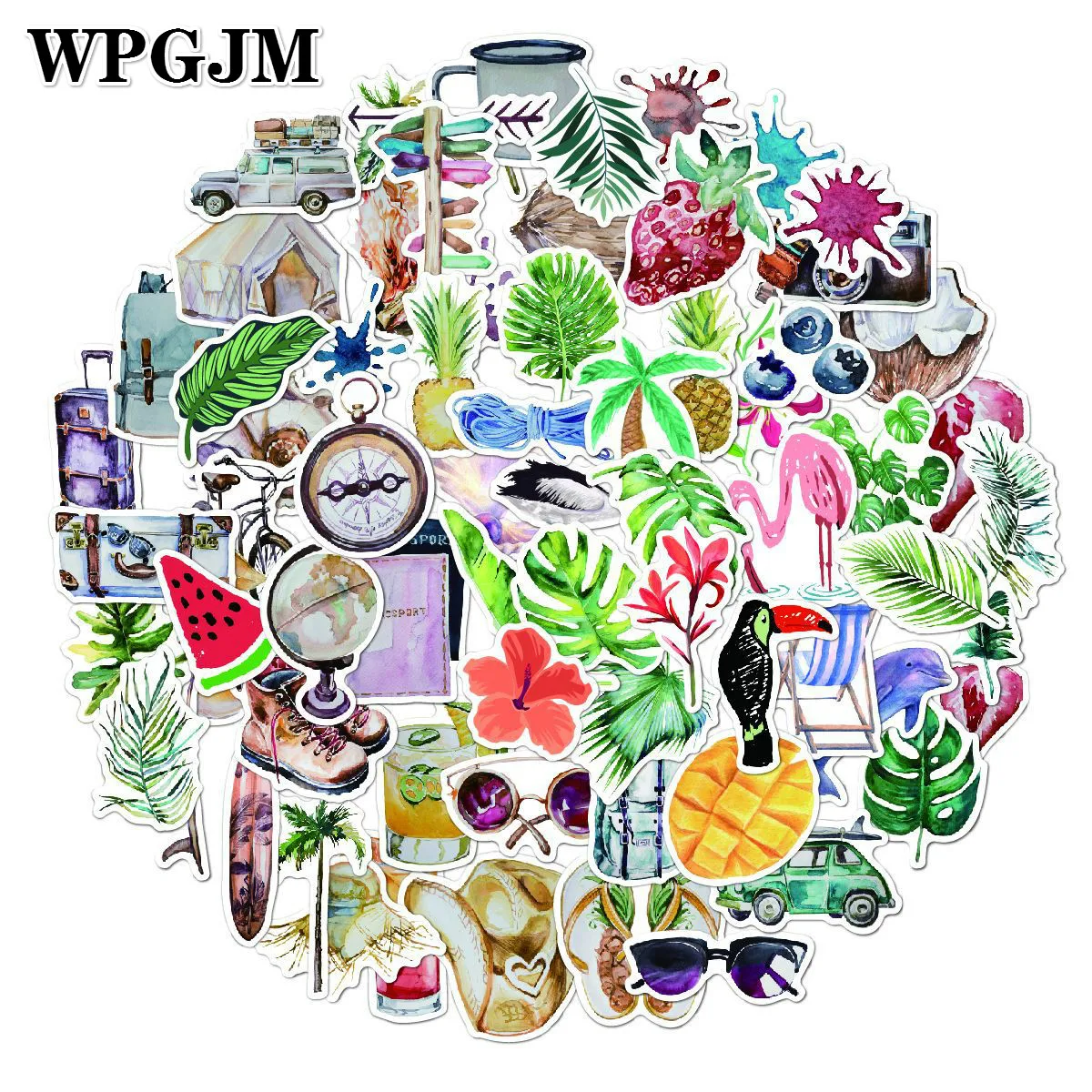 

70Pcs Summer Style Animal and Plant Flower Sticker on The Car Motorcycle Luggage Laptop Scooter Notebook Phone Water Cup Sticker