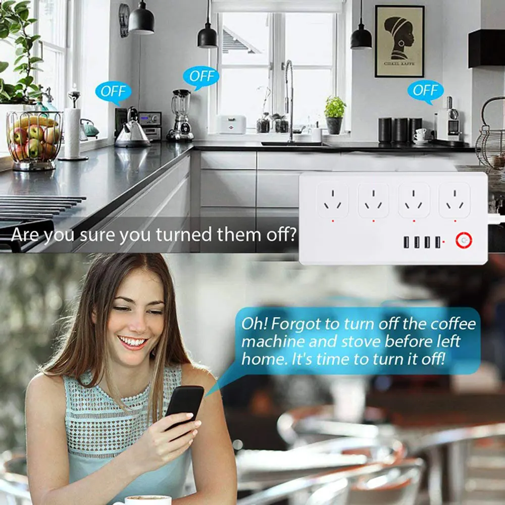 UseeLink Смарт Мощность полосы Zigbee бар несколько розетки удлинитель с 4USB и 4