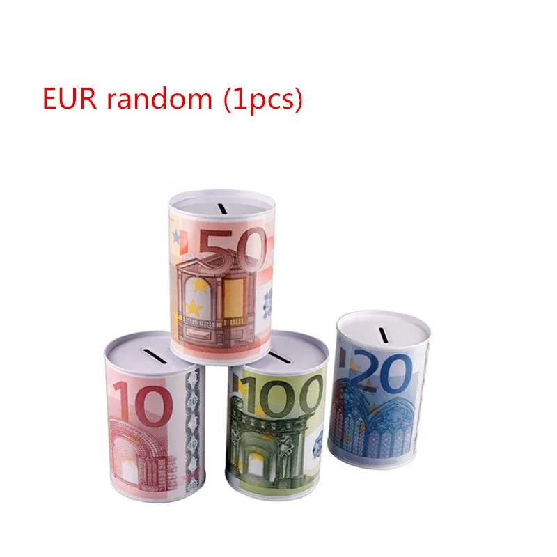 1pc Euro Dollar Money Box Safe Cylinder Piggy Bank Banks For Coins Deposit GS 