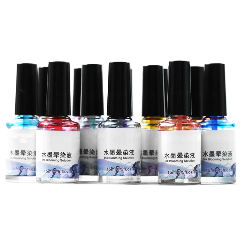 

12 Pieces Of Fast Drying Nail Dye Nails Varnish Varnish Watercolor Flowers Blooming Paint Gradient Paint Nail Art Decoration I