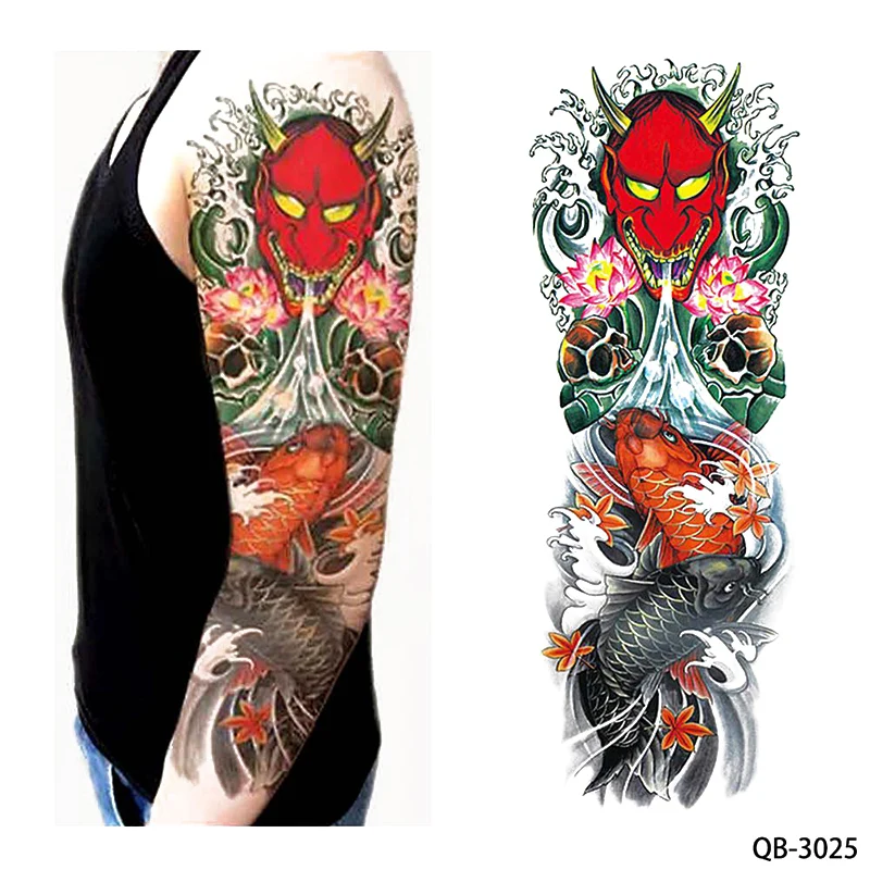 Full Arm Sticker Style Big Large Temporary Waterproof Full Flower Arm Tattoo Sticker Decal Nun Girl Pray Design Fake Tattoo