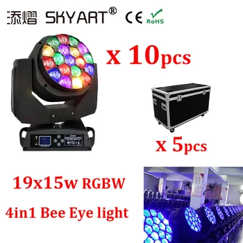 

Hotsale disco dj 19*15W rgbw 4in1 bee eye k10 zoom led moving head beam stage infinite rotation lens dj ligh