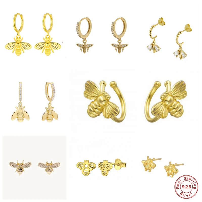 CANNER-pendientes de aro de Plata de Ley 925 con diseño de colibrí, joyería fina