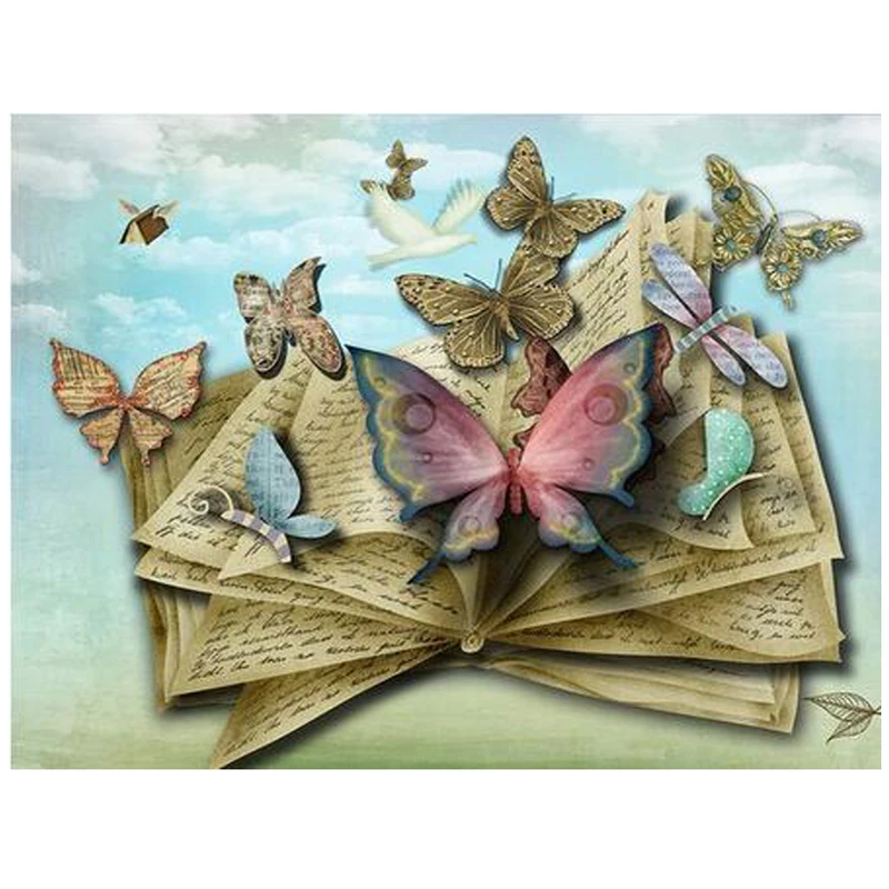 Diy Diamond painting Butterfly book full Square Round Drill embroidery Animals 5D diamond mosaic needlework decorZP-3330 | Дом и сад