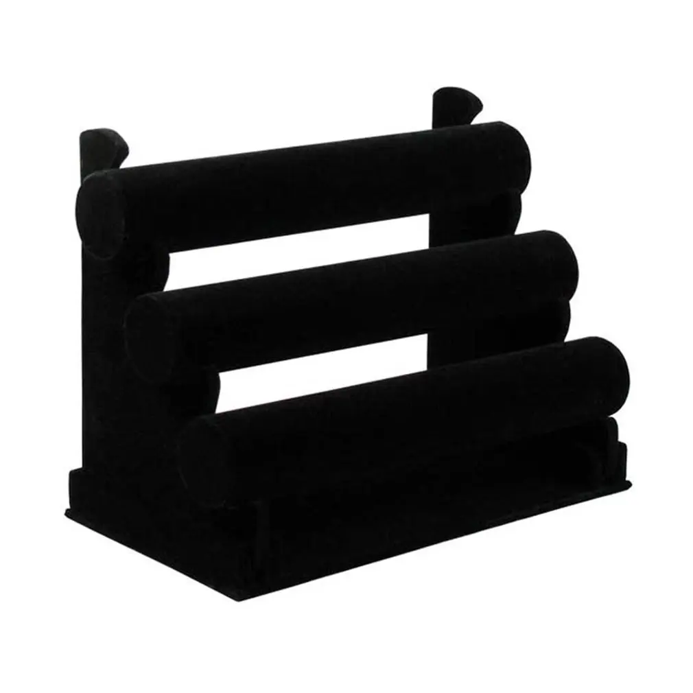 

Black Velvet Three Layer Jewelry Display Bangle Bracelets Holder Watch Organizer Rack Storage Holder Jewelry Accessories