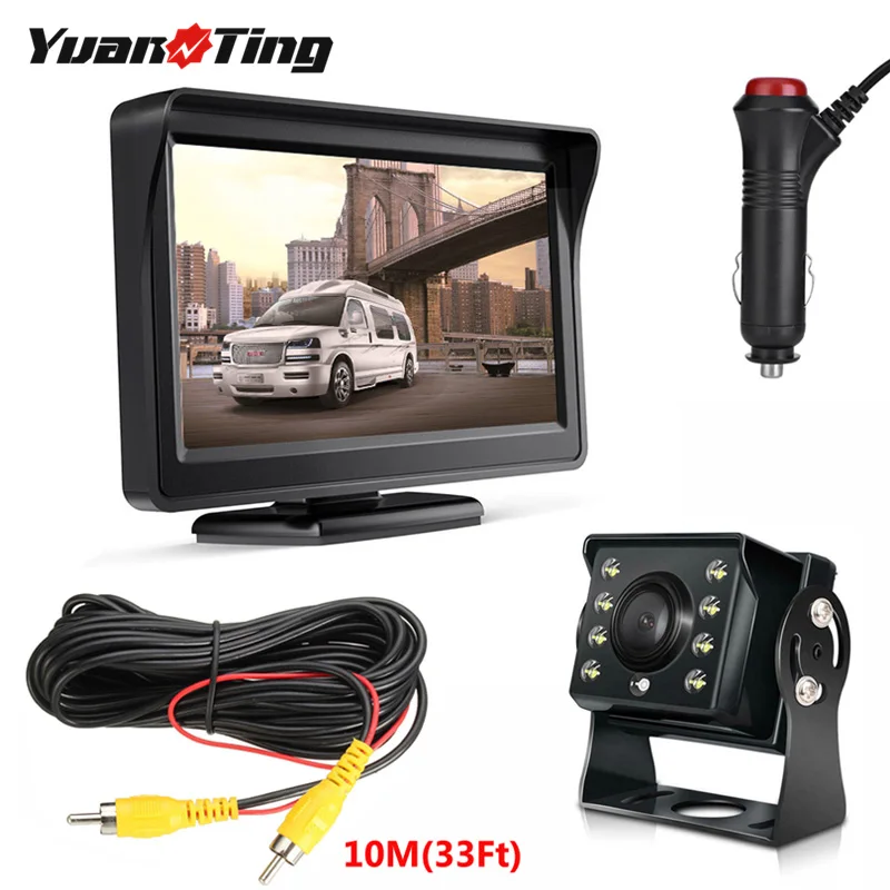 YuanTing проводной AHD резервная камера комплект для автомобилей Грузовик RV Простая установка с 4,3 дюймов TFT монитор питание от прикуривателя