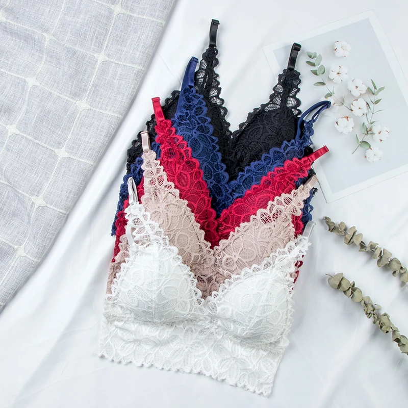 Nuove Donne Di Arrivo Push Up Reggiseno Di Pizzo Francese Senza Fili Top Donna Intimo Bralette Intimo Femminile Lingerie Full Cup Underwear